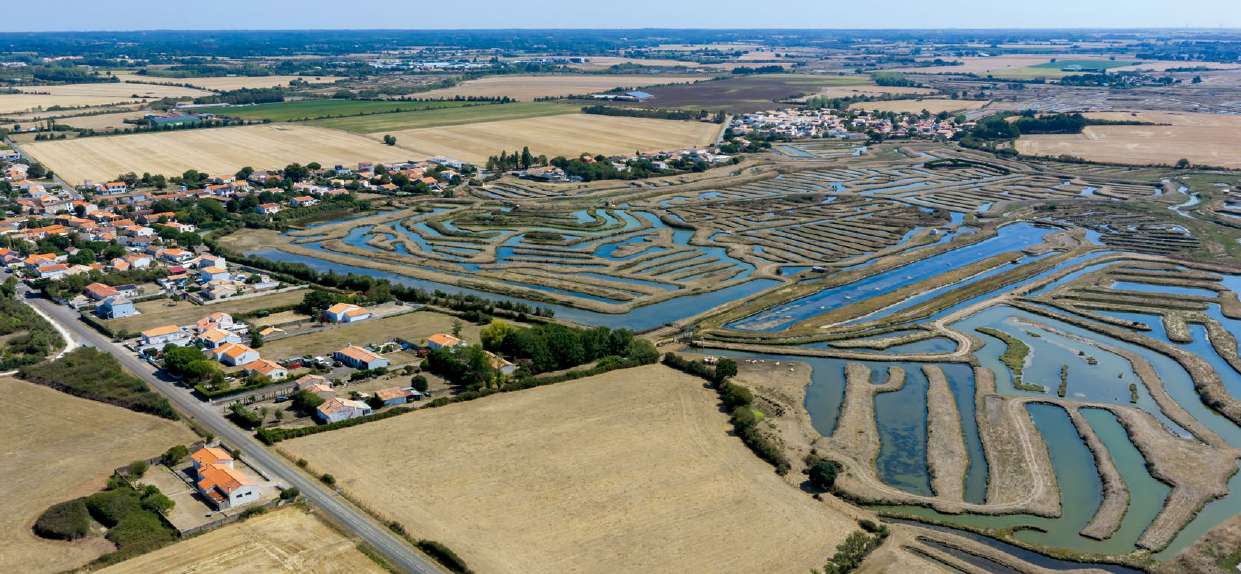 Vue aérienne de Talmont-Saint-Hilaire et de ses marais
