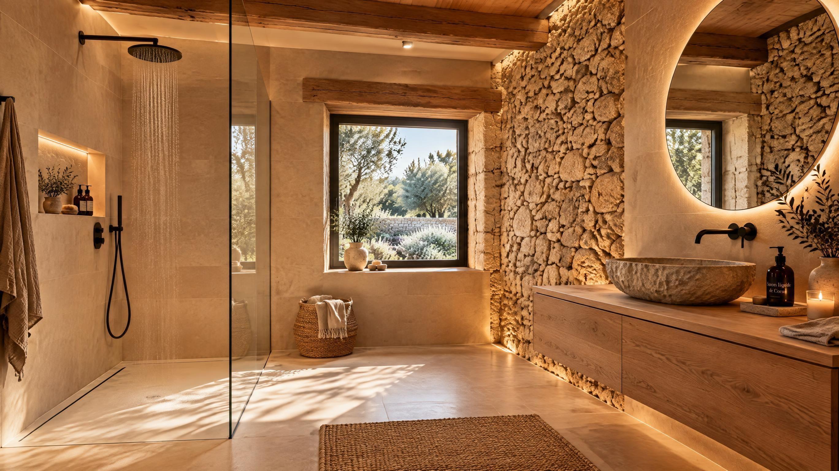 Salle d'eau contemporaine avec douche à l'italienne