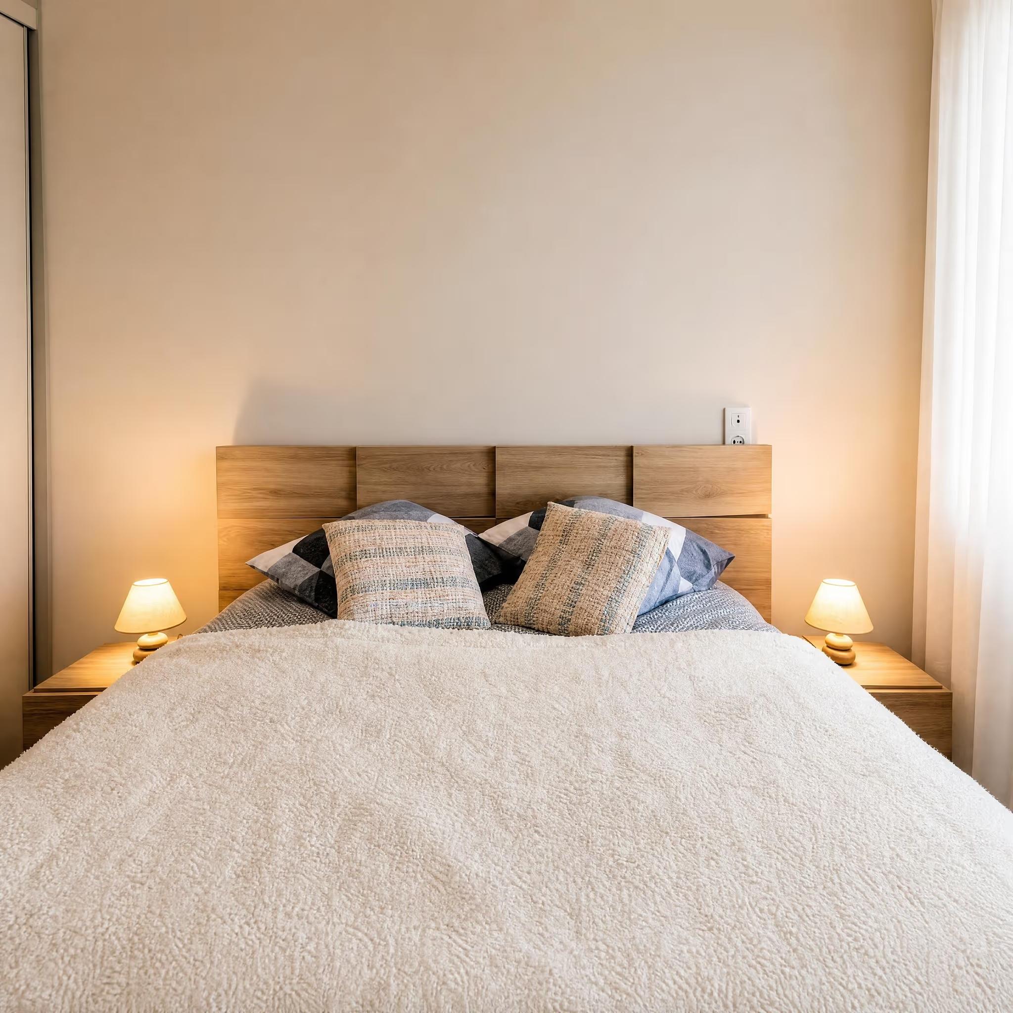 Chambre avec placards aménagés – appartement T3 meublé Porto-Vecchio